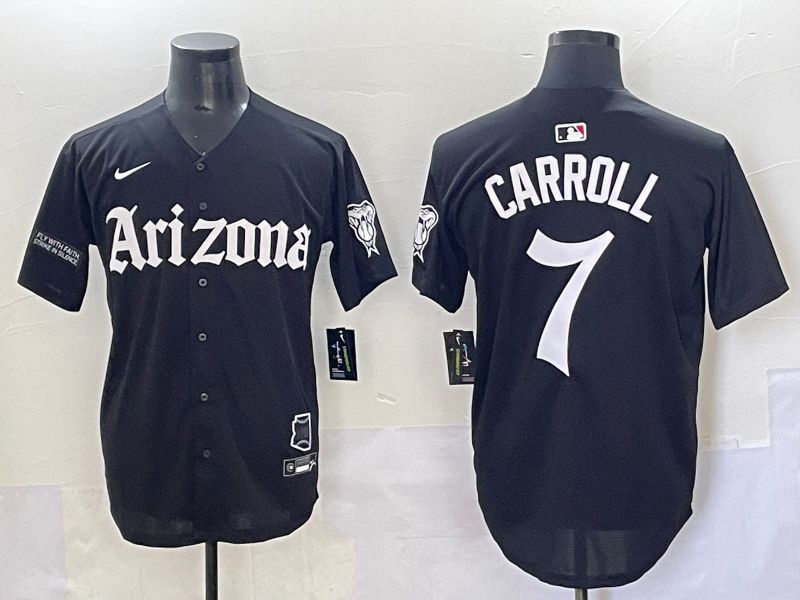 Men 2025 Arizona Diamondback 7 Carroll Black Five generations Joint Name Nike MLB Jersey style 3